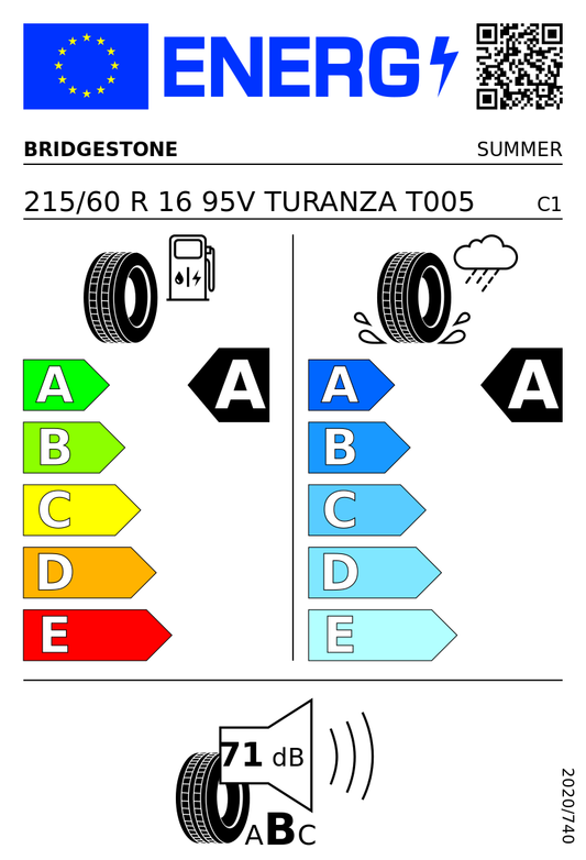 215/60 R16 BRIDGESTONE 95V TL T005