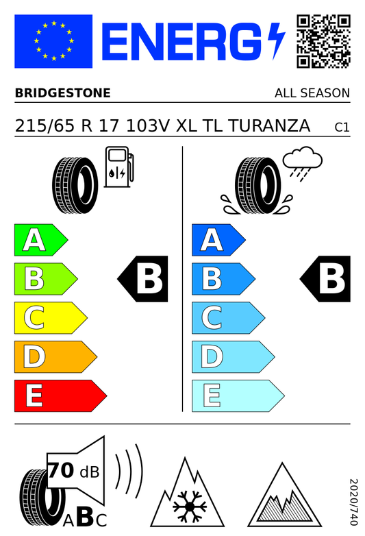 215/65 R17 BRIDGESTONE XL 103V TL TURANZA ALLSEASON 6 ENLITEN