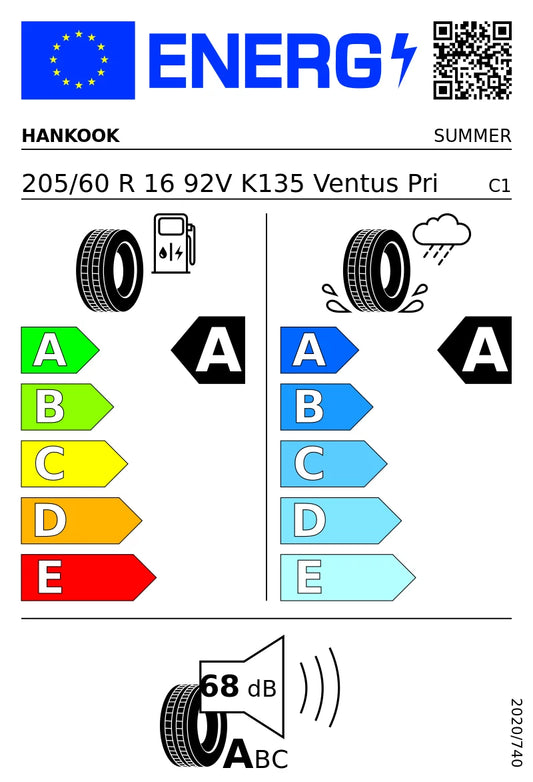 PNEUMATICI NUOVI HANKOOK 205/60 R16 92V TL VENTUS PRIME4 K135 ESTIVI