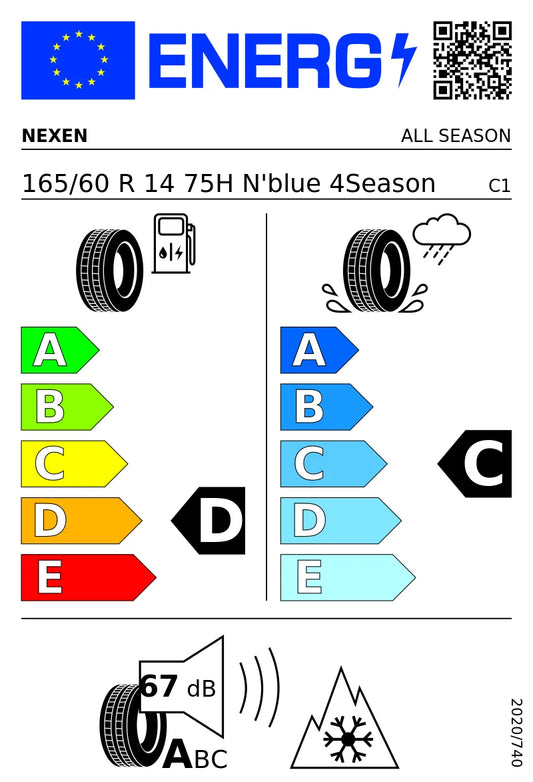PNEUMATICI NUOVI 165/60 R14 NEXEN NBLUE 4SEASON 75H 4STAGIONI