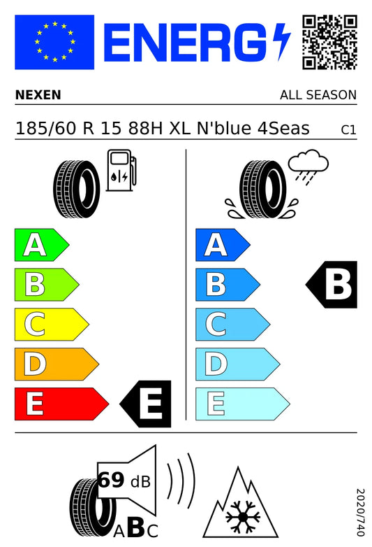 PNEUMATICI NUOVI NEXEN 185/60 R15 XL 88H TL N’BLUE 4 SEASON 4STAGIONI