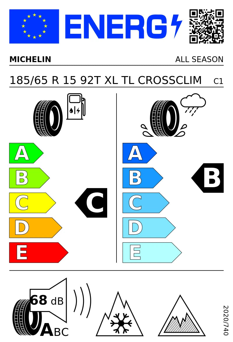PNEUMATICI NUOVI MICHELIN 185/65 R15 XL 92T TL CROSSCLIMATE+ 4STAGIONI