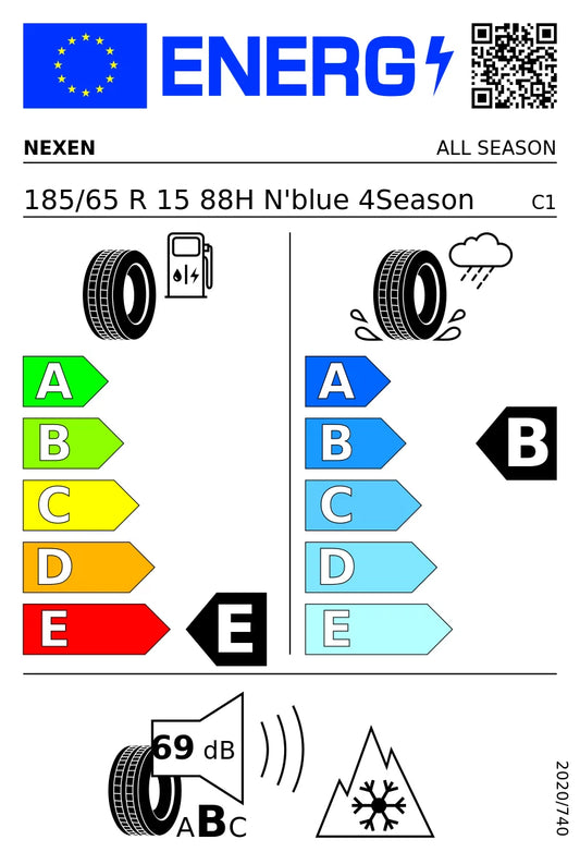 PNEUMATICI NUOVI NEXEN 185/65 R15 88H TL N’BLUE 4STAGIONI