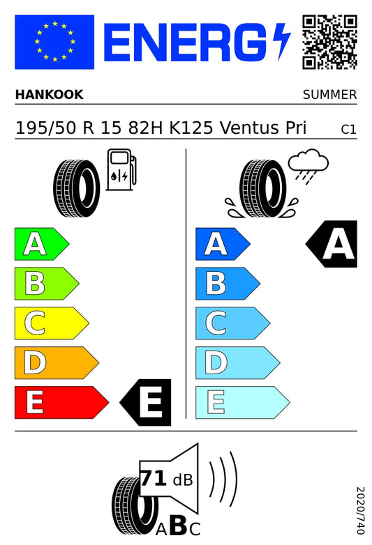 PNEUMATICI NUOVI HANKOOK 195/50 R15 82H TL VENTUS PRIME3 K125 ESTIVI