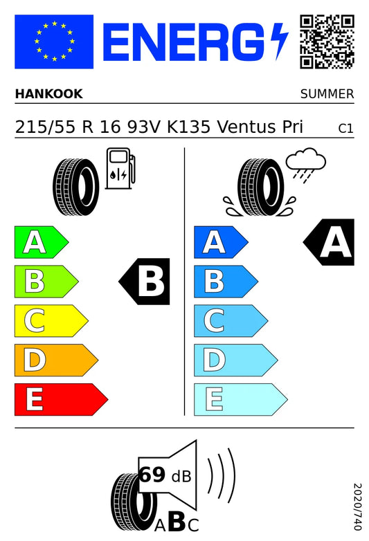 PNEUMATICI NUOVI HANKOOK 215/55 R16 93V TL VENTUS PRIME4 K135 ESTIVI