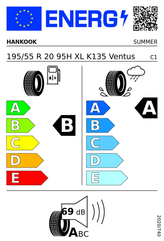 PNEUMATICI NUOVI HANKOOK 195/55 R20 95H TL VENTUS PRIME4 K135 ESTIVI
