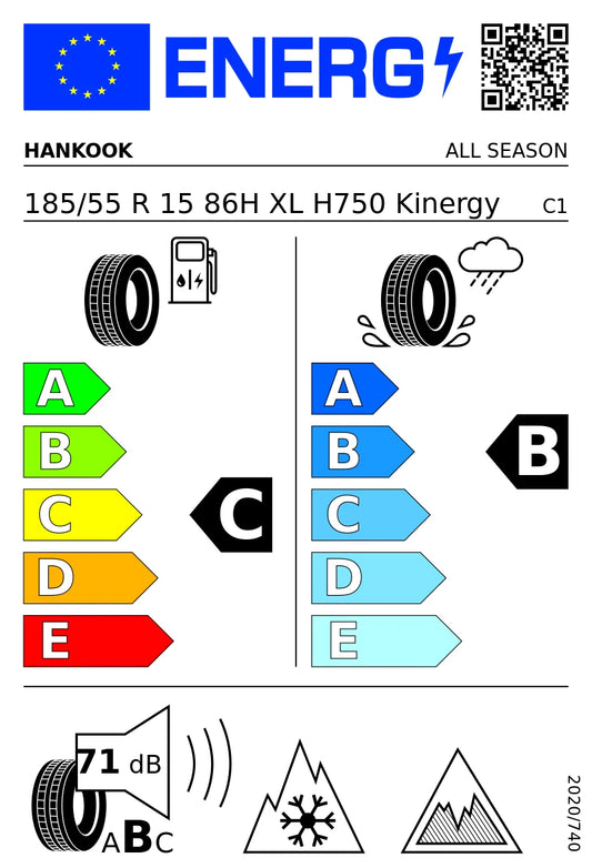 PNEUMATICI NUOVI HANKOOK 185/55 R15 XL 86H TL KINERGY 4S2 H750 4STAGIONI