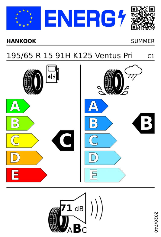 PNEUMATICI NUOVI HANKOOK 195/65 R15 91H TL VENTUS PRIME3 K125 ESTIVI