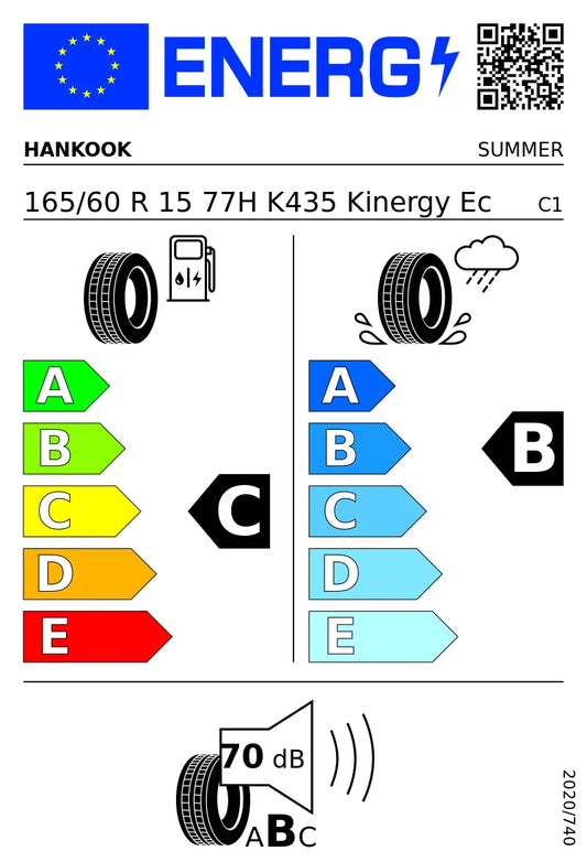 PNEUMATICI NUOVI 165/60 R15 HANKOOK KINERGY K435 ECO2 77H ESTIVO