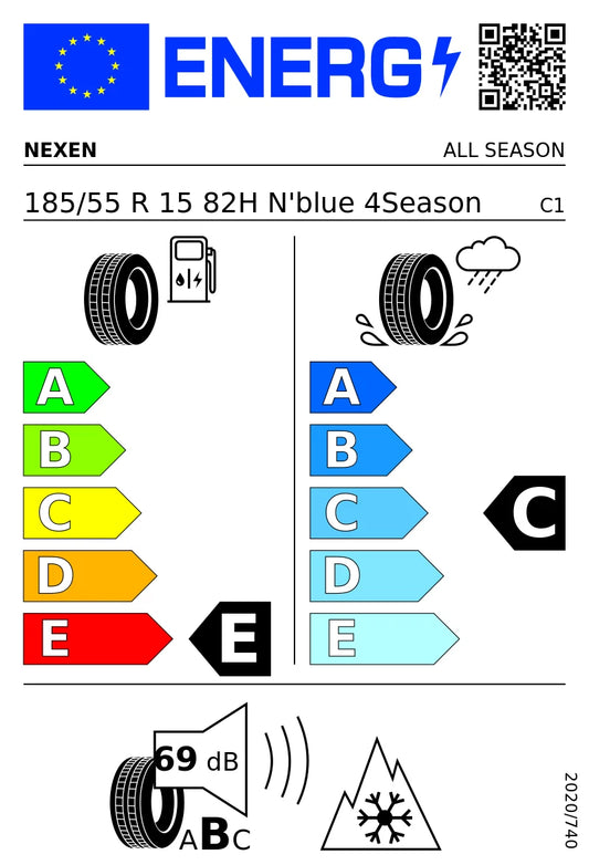 PNEUMATICI NUOVI NEXEN 185/55 R15 82H TL N’BLUE 4 STAGIONI
