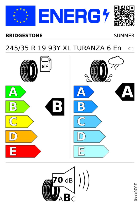 PNEUMATICI NUOVI BRIDGESTONE 245/35 R19 XL 93Y TL TURANZA 6 ESTIVI