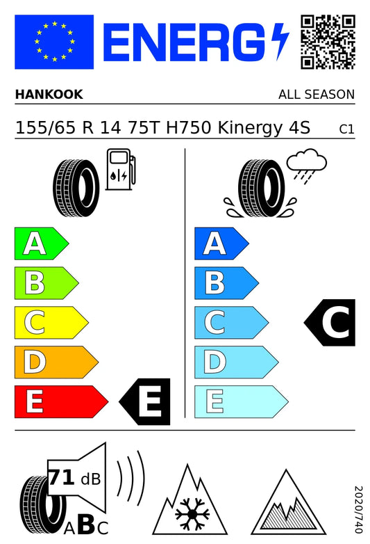 PNEUMATICI NUOVI 155/65 R14 HANKOOK H750 KINERGY 4S2 75T 4STAGIONI