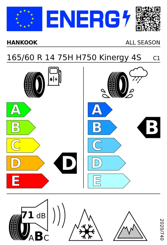 PNEUMATICI NUOVI 165/60 R14 HANKOOK H750KINERGY 4S2 75H 4STAGIONI